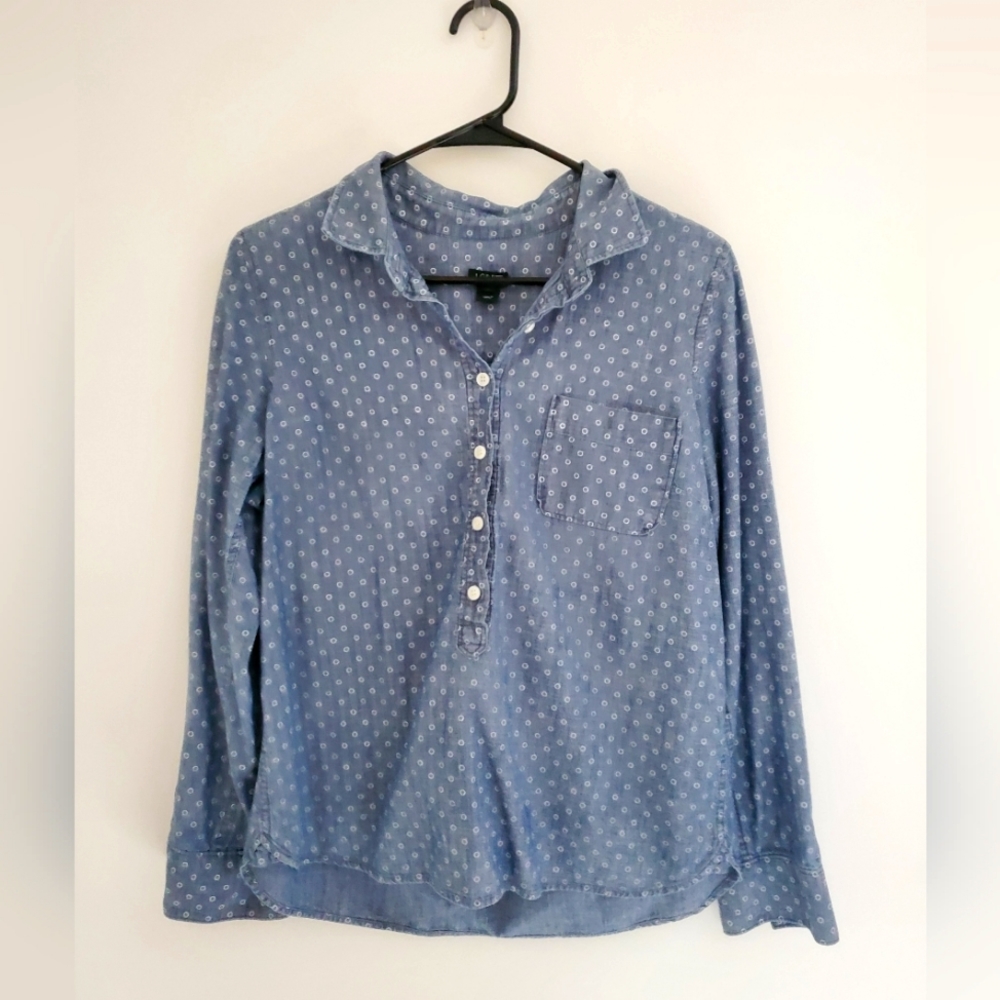 J. Crew Chambray 3/4 Button Down Top